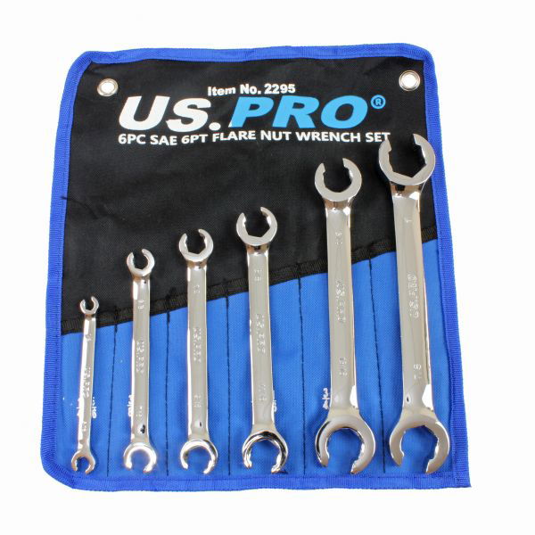 US.PRO AF / SAE Brake Flare Spanner Wrench Set 6pc 2295