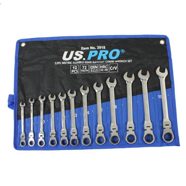 US.PRO Metric Gear Ratchet Combination Spanner Wrench Set 12pc 2233