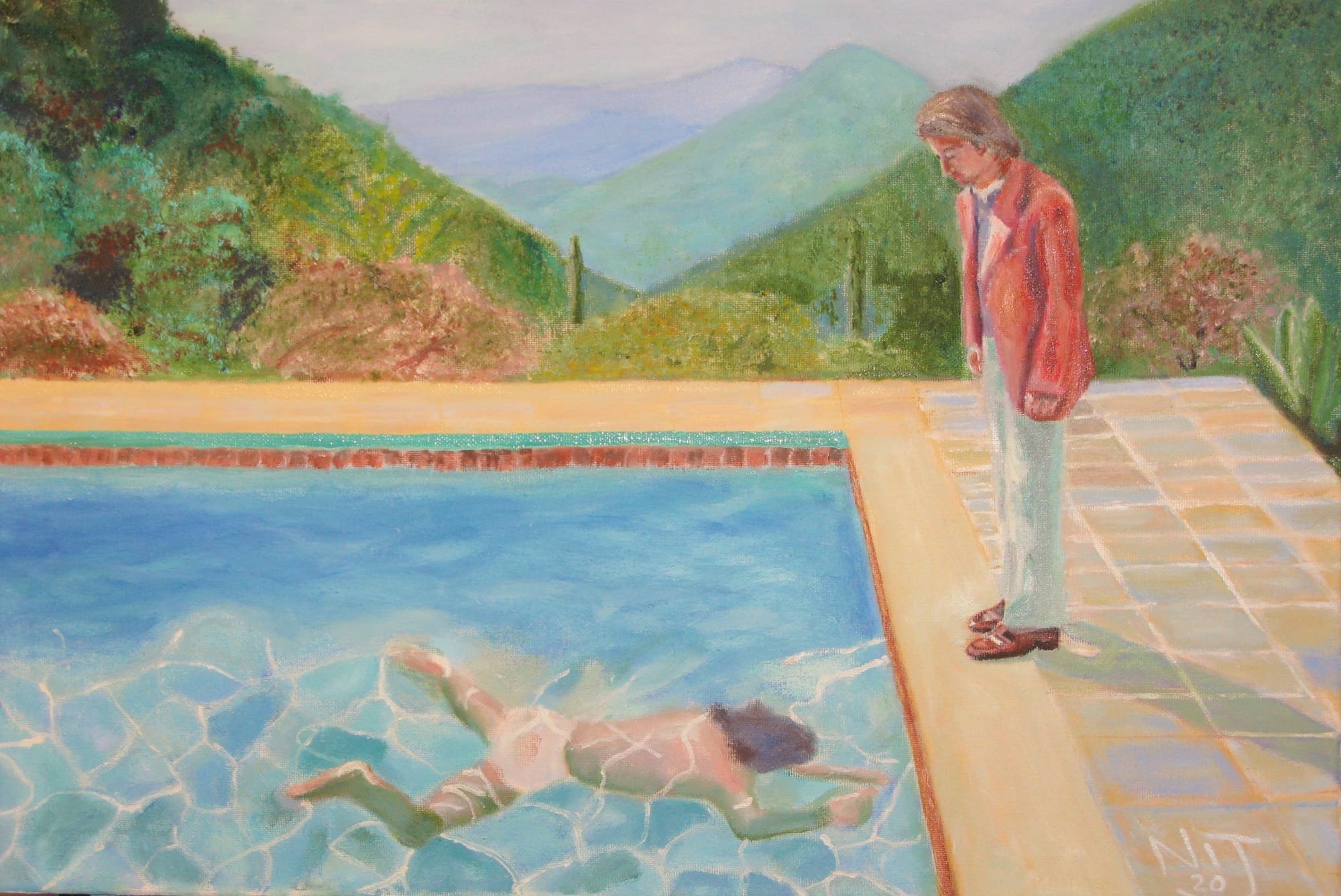 Pool with Two Figures after Hockney