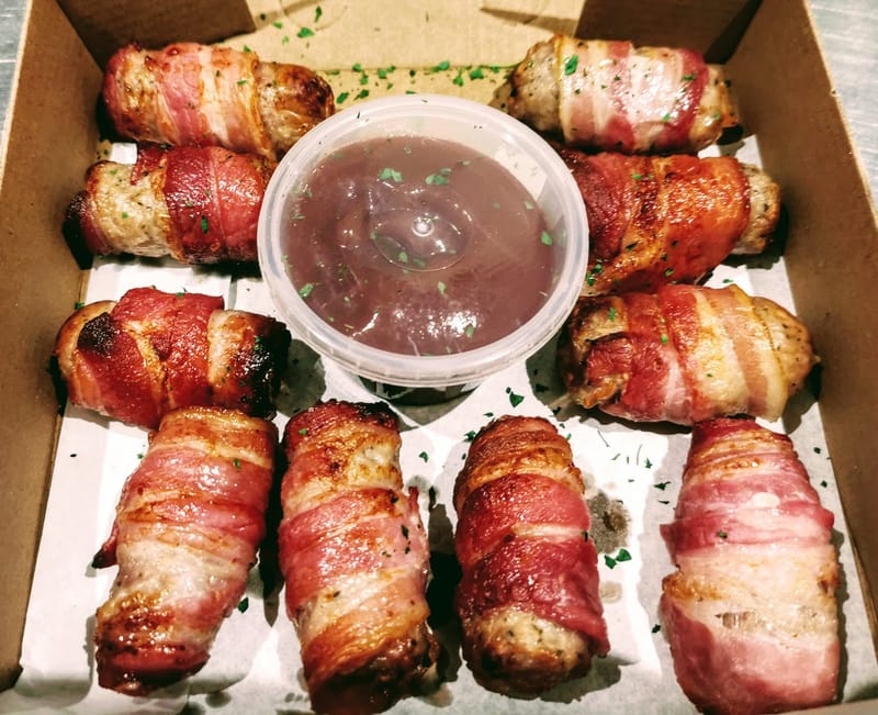 10 Pigs in Blankets in a box. fiestabuildabuffet
