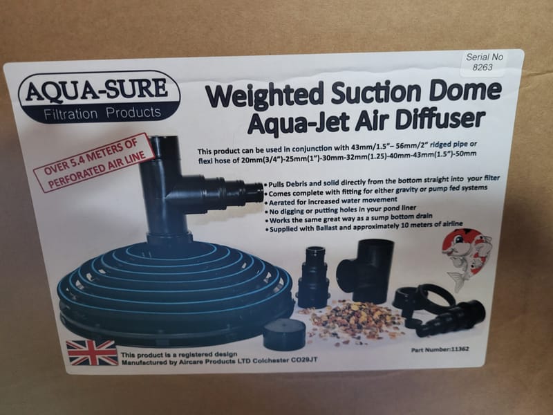 Aerated weighted retro bottom drain White Rose Aquatics