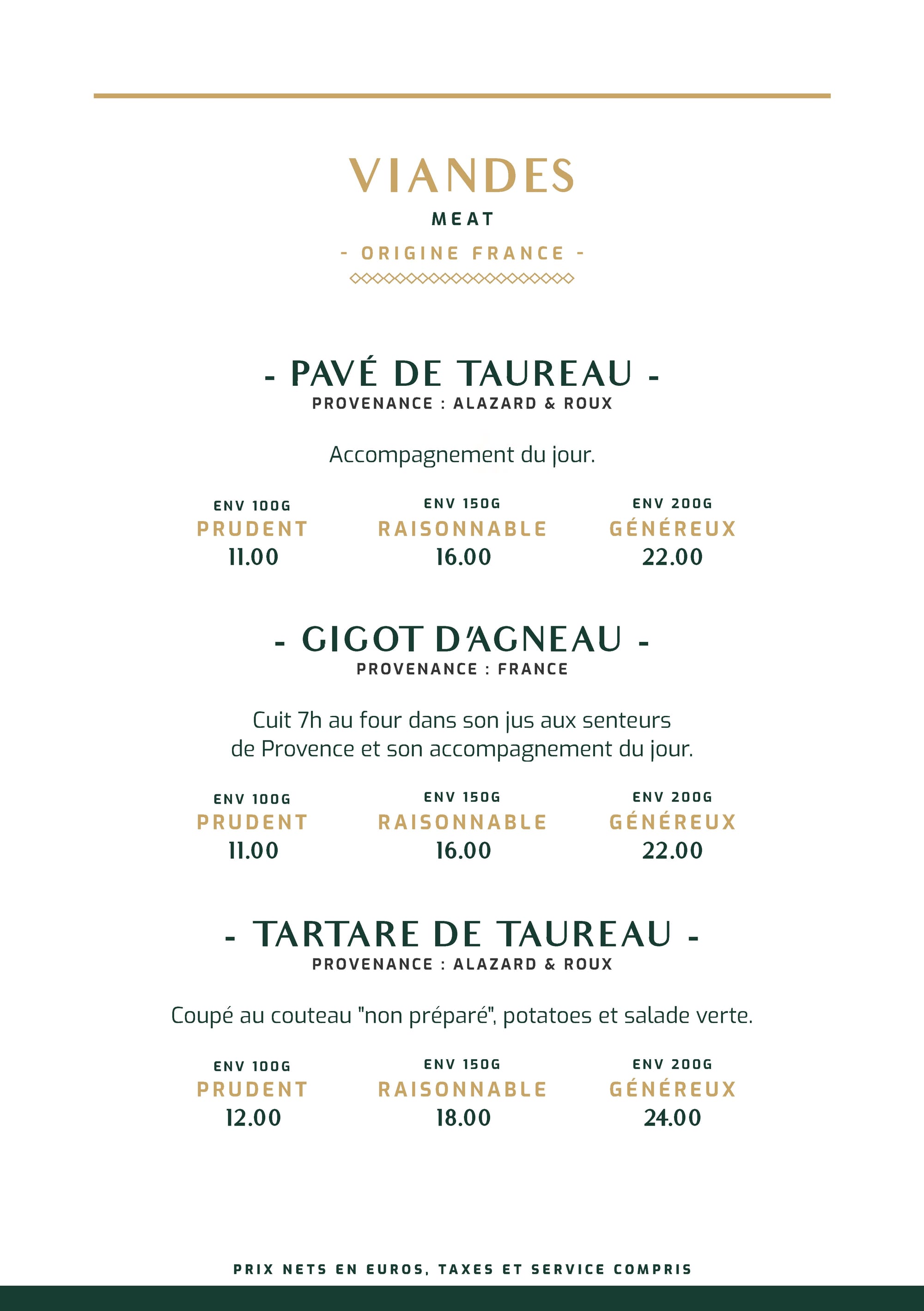 Menu - Texte