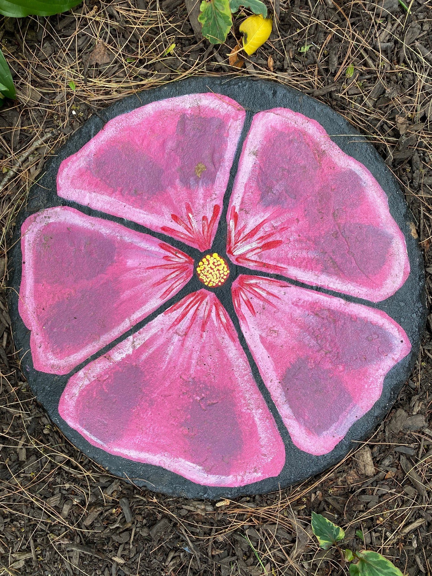 Pink Flower Stepping Stone