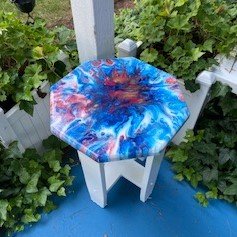 Red, White and Blue side or Patio Table
