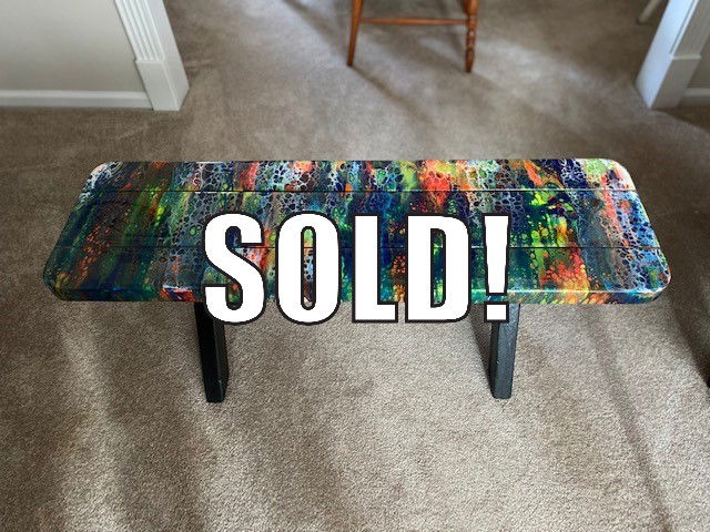 Melted Crayons Picnic Bench - SOLD