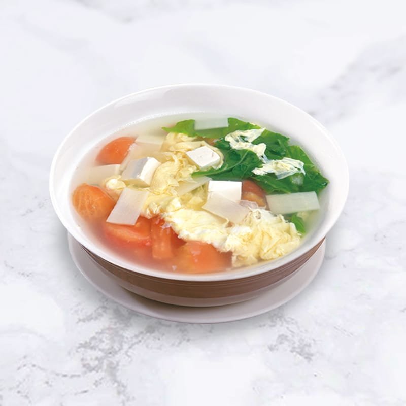26. Tomato and Tofu Egg Flower Soup
