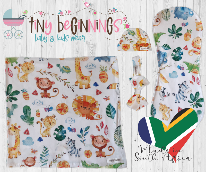 Swaddle Set Safari Tiny Beginnings Baby and Kids Wear