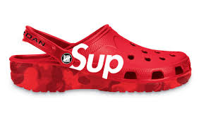 red supreme crocs