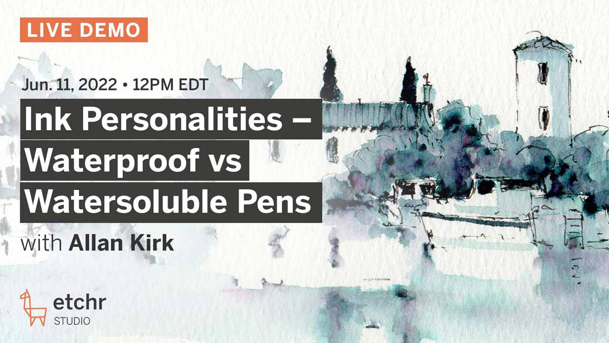 Pen & Ink with Watercolor Wash LIVE Today @ 12:30pm ET – The