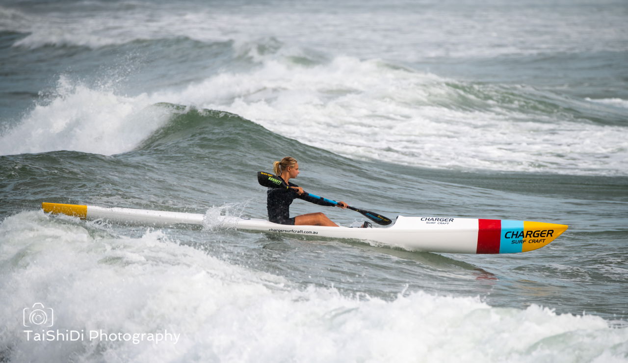 Electra Outram crossing the Noosa Bar