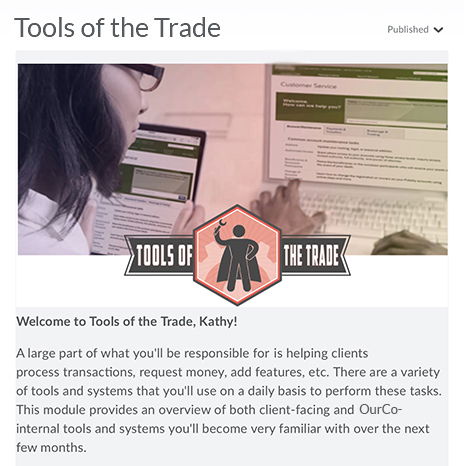Service Representative Microlearning Module - Work Tools