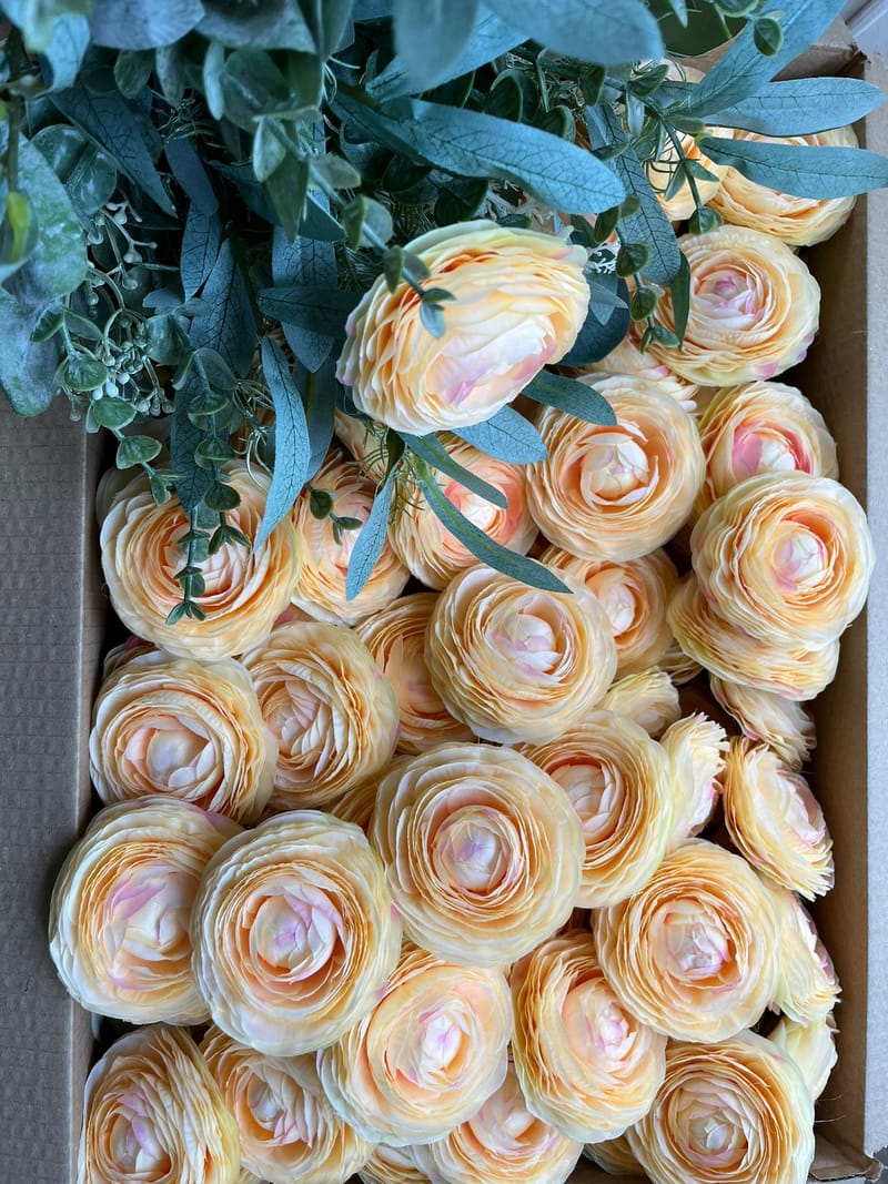 CREAM RANUNCULUS HEAD Artificial Flowers Keighley UK