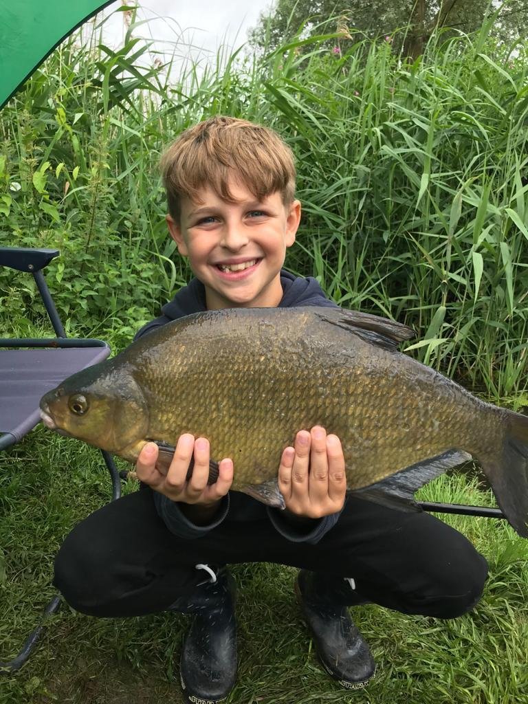 Ollie with his first Bream at Blackbarn