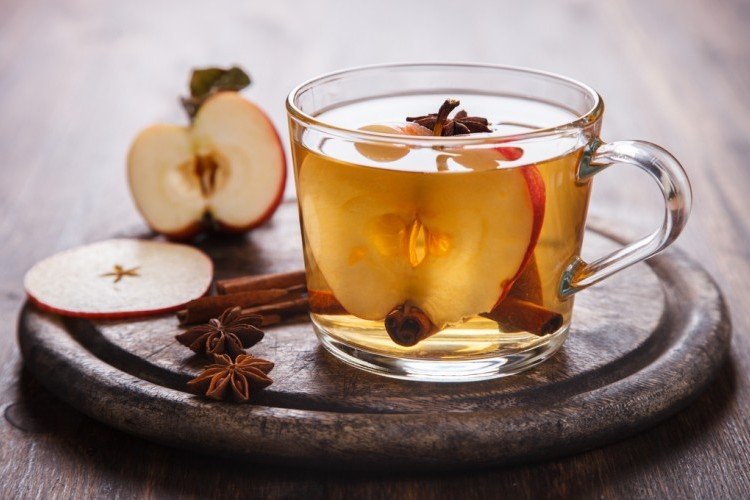 tea is flavored with apple and cinnamon