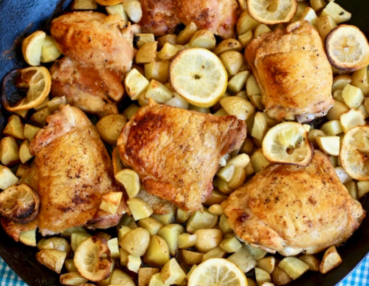 Roasted Lemon Chicken Thighs with Potatoes