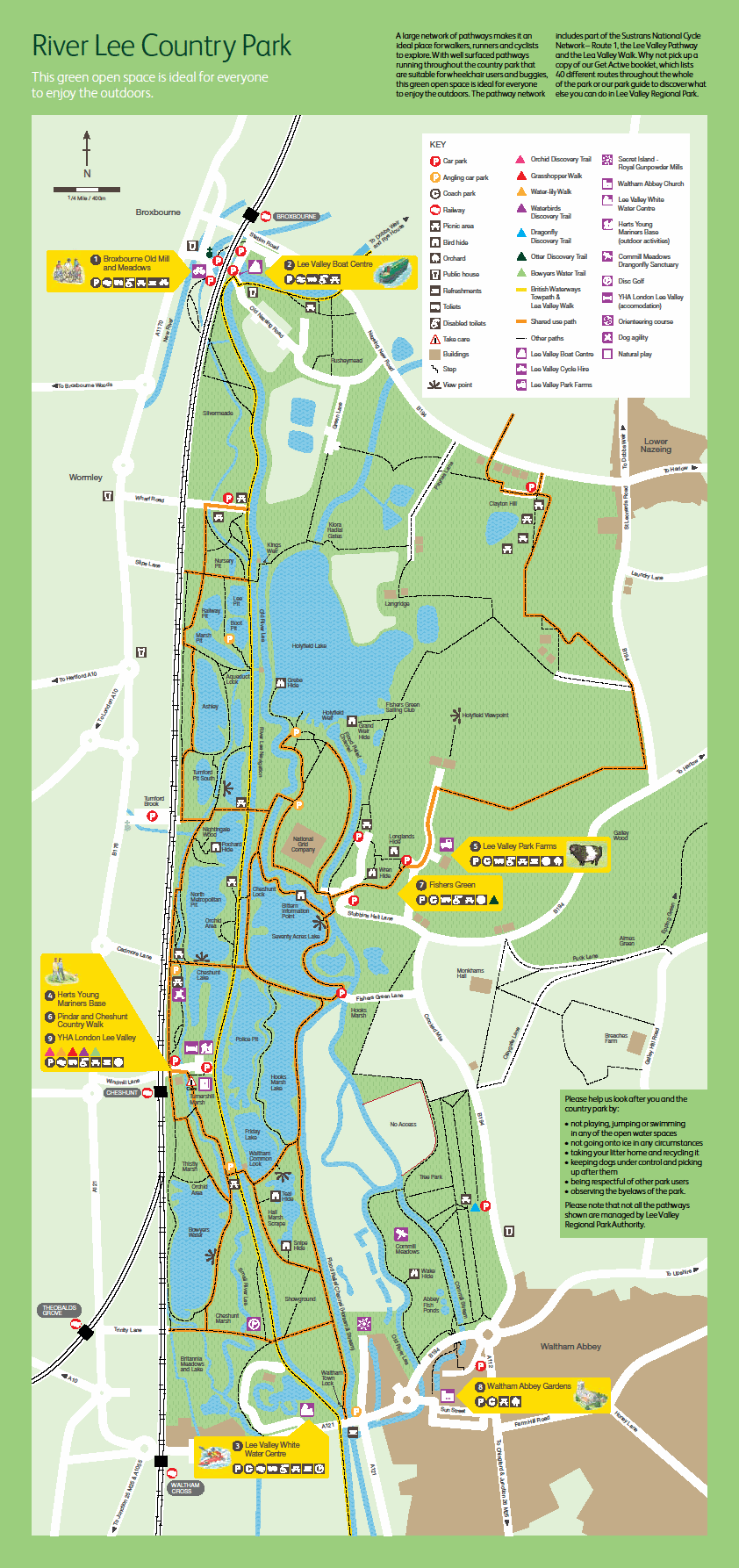 Map of Park - Lee Valley Canoe Cycle