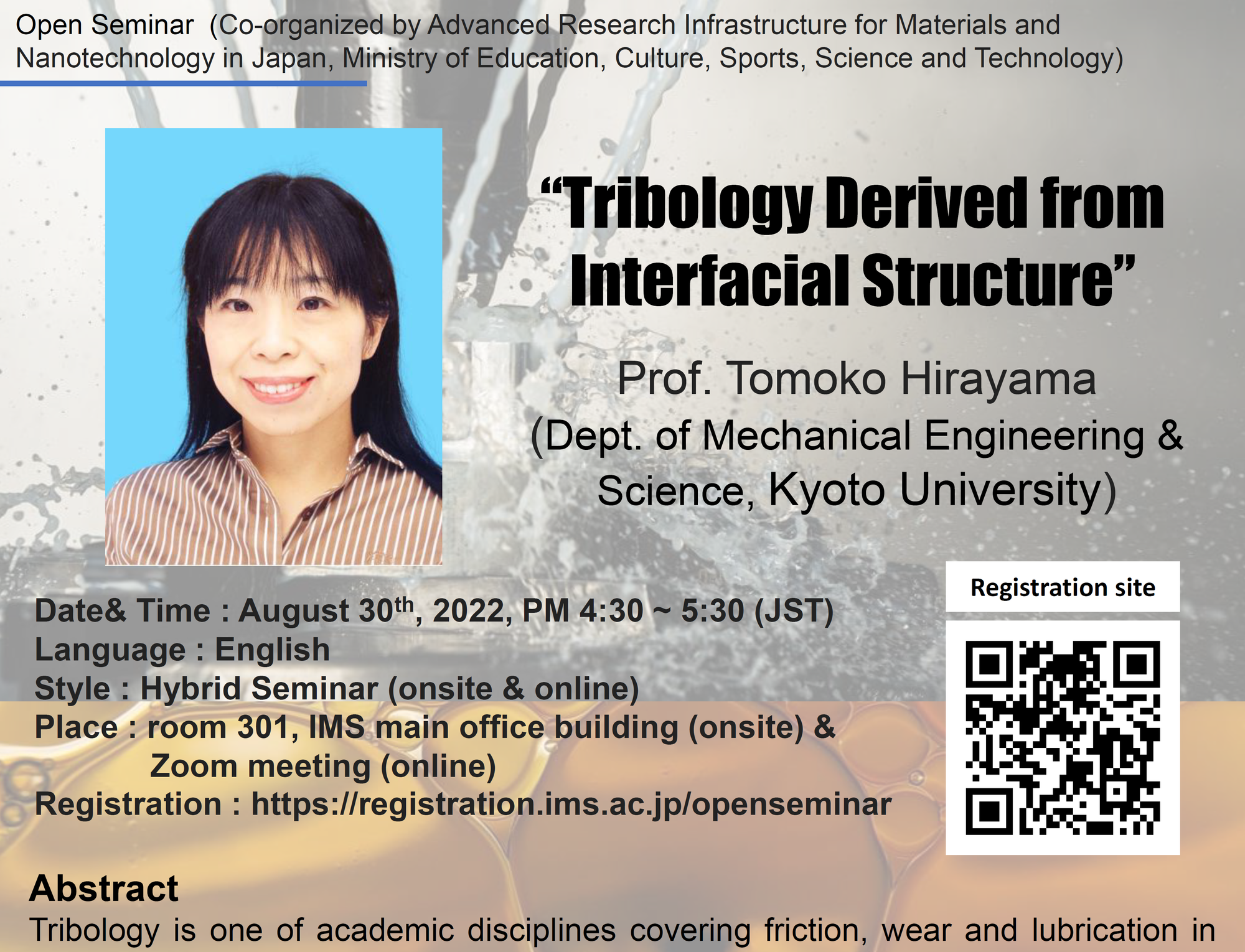 Hybrid Seminar by Prof. Tomoko Hirayama (Kyoto Univ.)