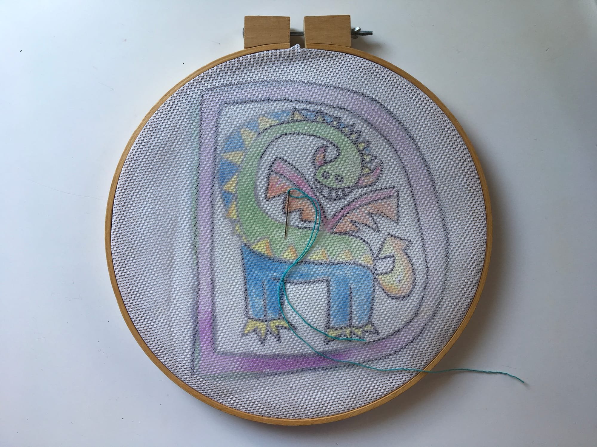 Create your own XStitch template by ironing drawing on Aida Fabric