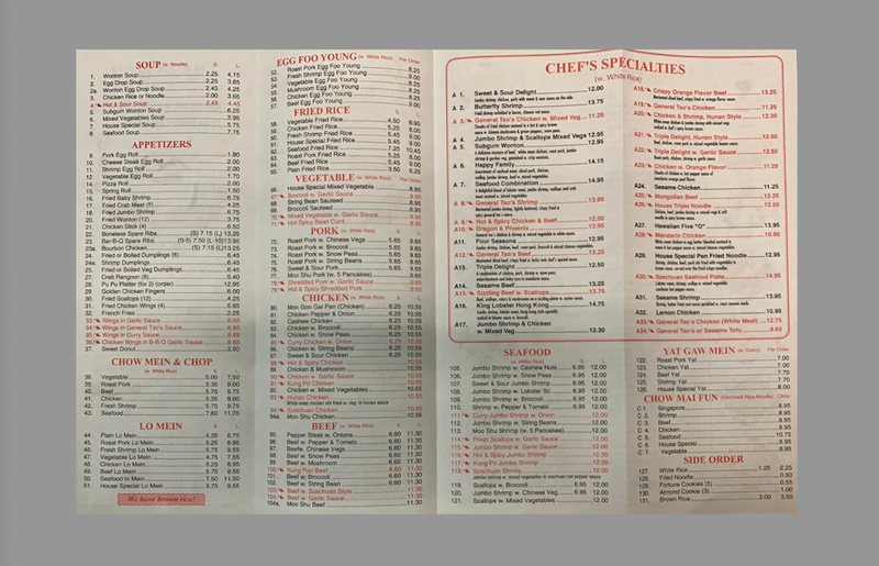 Restaurant Menu Lucky Wok Aston