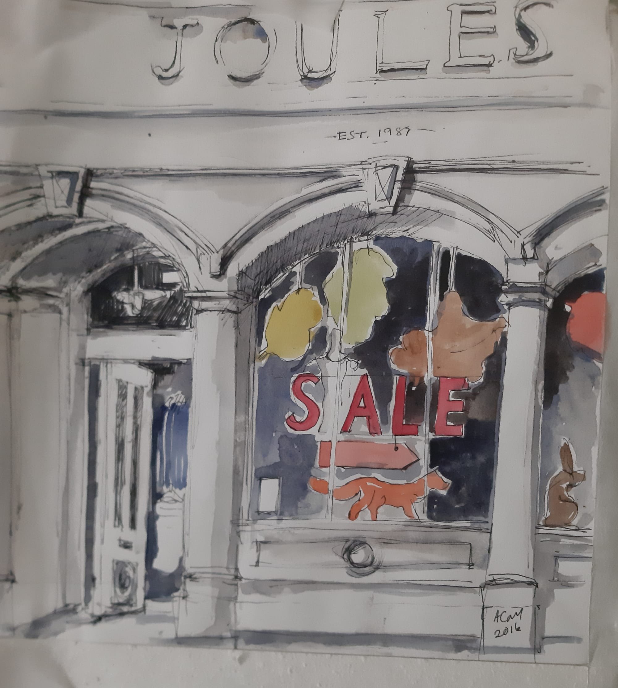 Joules shop front, pen and wash, 2018 £150