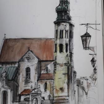 Krakow pen and wash, 24cm x 25cm 2019