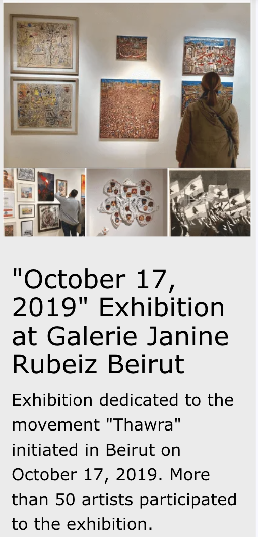 "October 17, 2019" Exhibition at Galerie Janine Rubeiz, Beirut