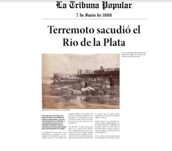Terremoto y pequeño Tsunami en Colonia y La Plata. 5 de Junio de 1888