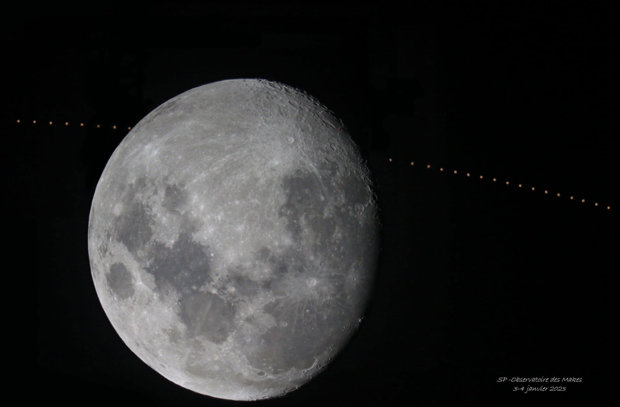 Occultation de Mars par la Lune nuit du 3au 4 janvier 2023