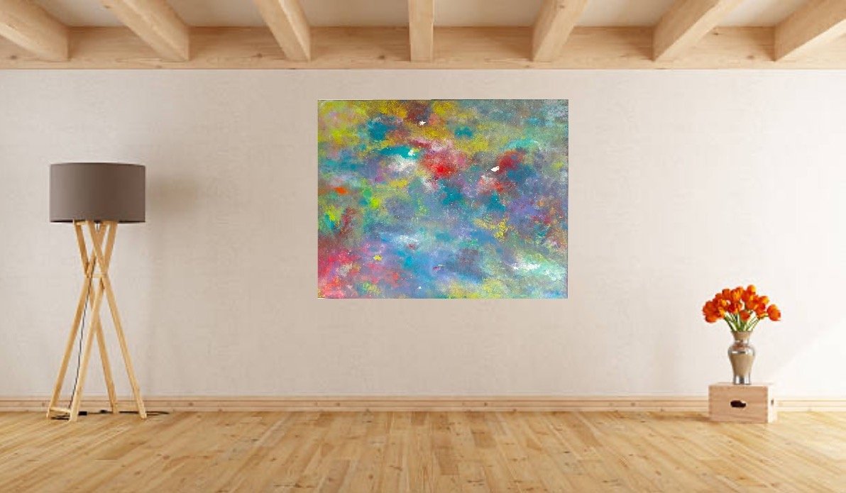 "De l'automne au printemps" - acrylique sur toile en lin 80x100 cm