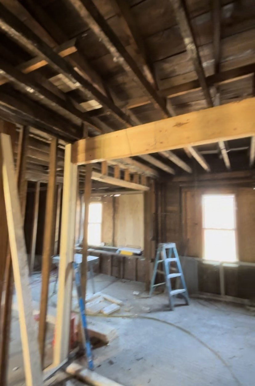 2nd floor view - wood framing