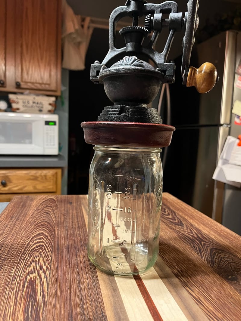 Large mason jar coffee grinder PTSD Woodwork and Crafts