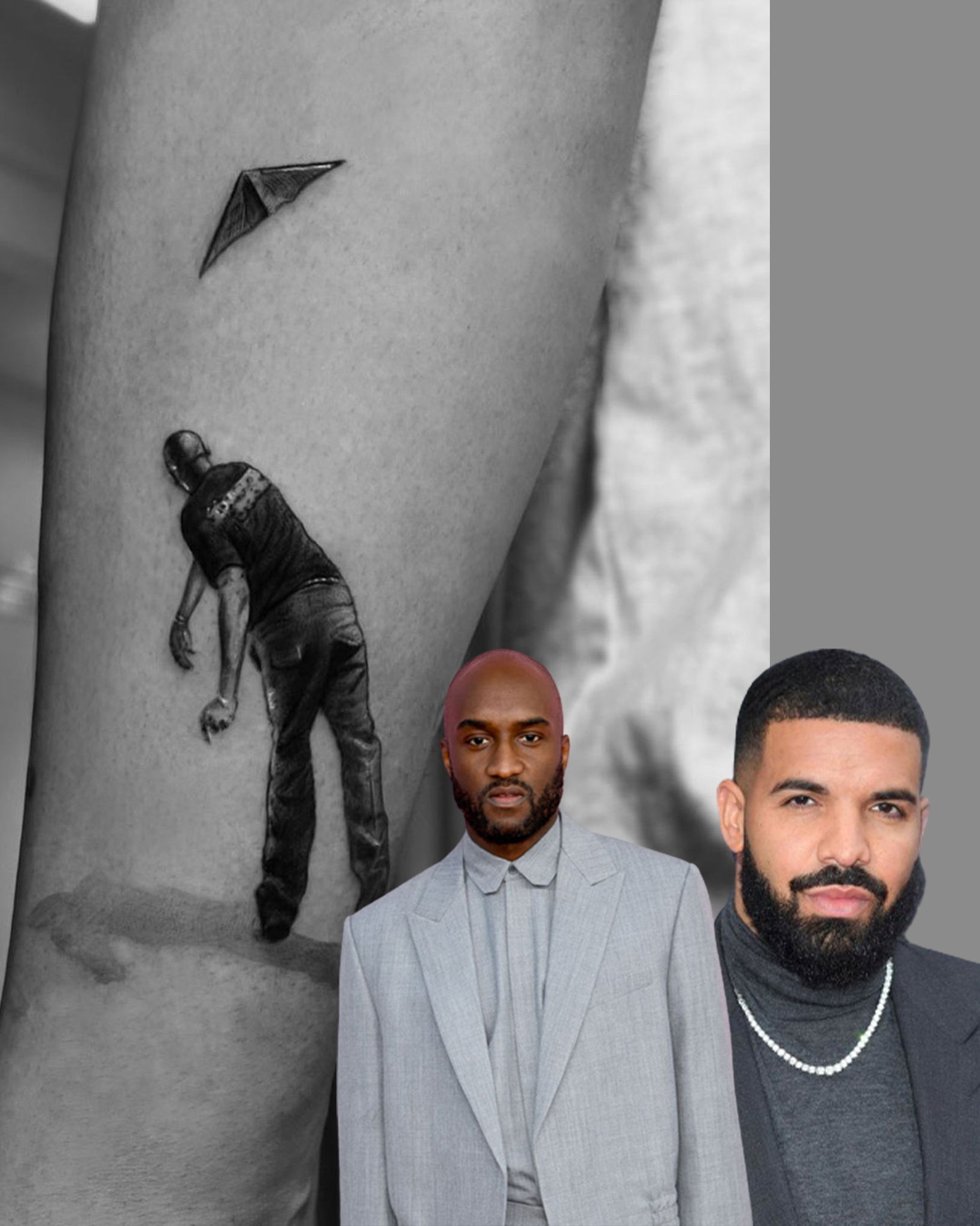 DRAKE 為紀念好友 VIRGIL ABLOH 於手臂上刺上 VIRGIL ABLOH 放風箏畫面