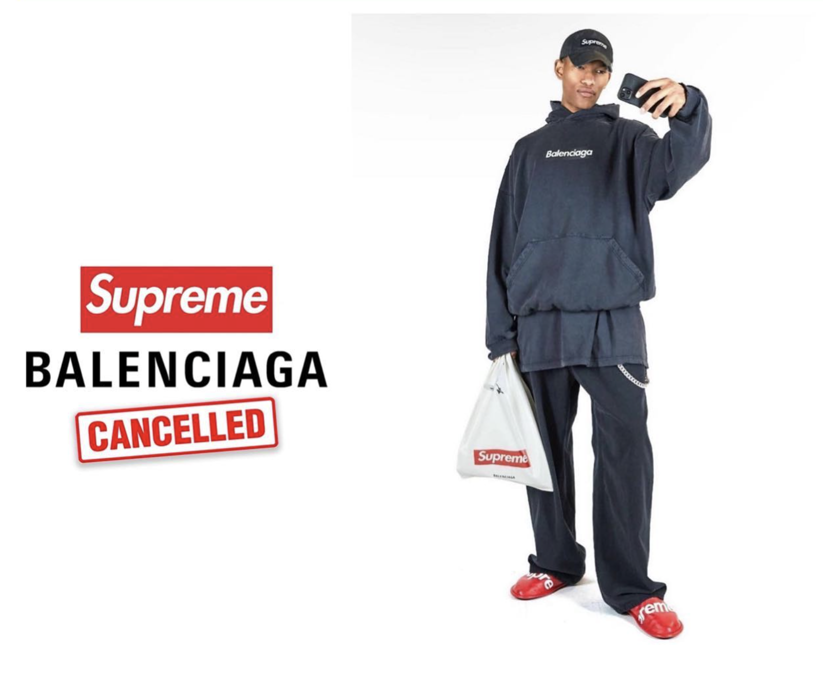 BALENCIAGA x SUPREME 嘅聯名造型照流出，同時宣布取消發售？