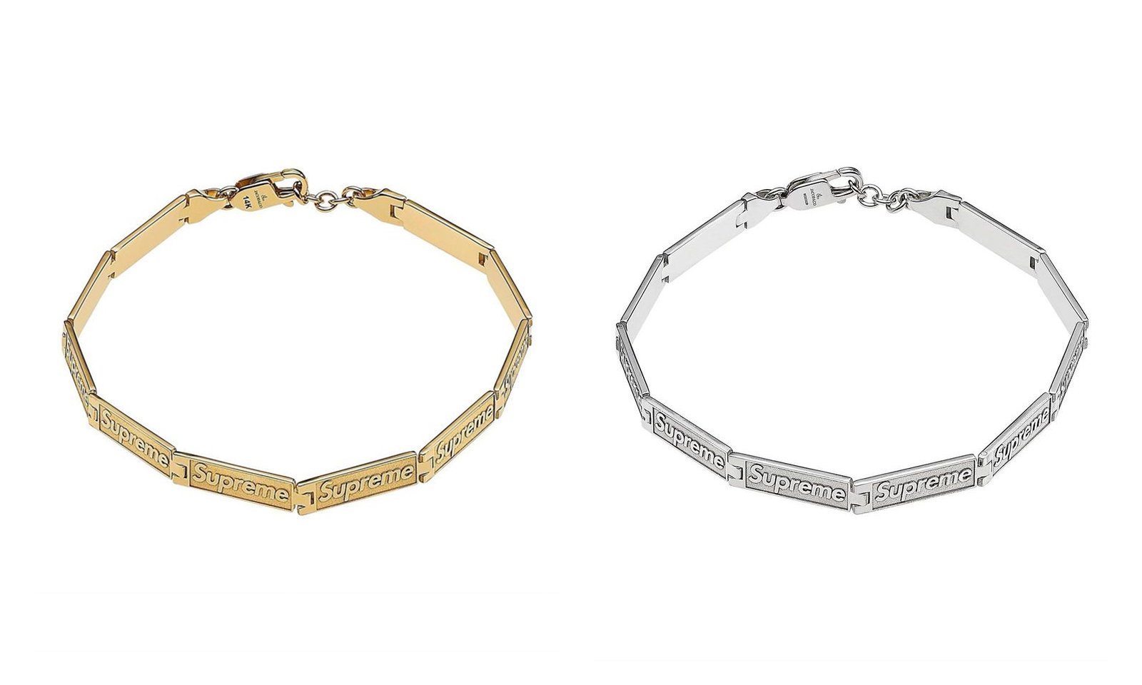 奢侈珠寶及腕錶品牌 JACOB & CO X SUPREME 推出聯名 14K 金 & 純銀 BOX LOGO 手鍊