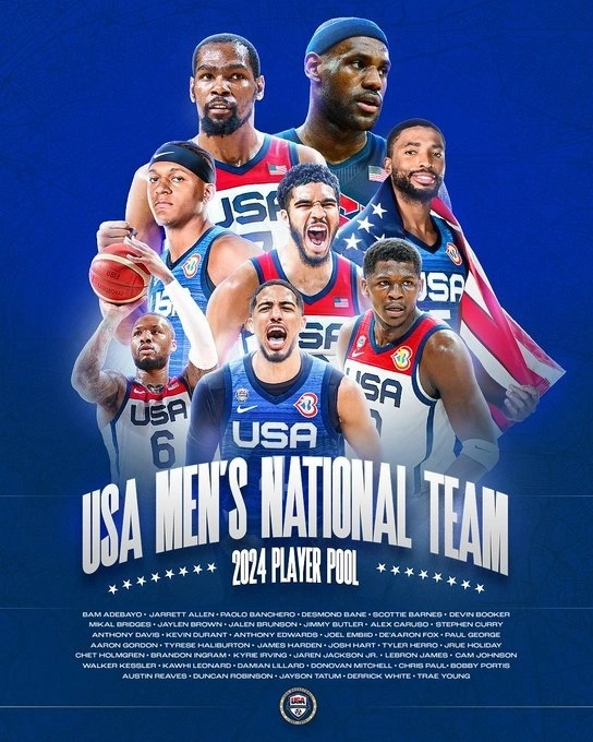 美國國家籃球協會正式公佈 2024 年巴黎奧運男籃美國夢幻隊 41 人名單