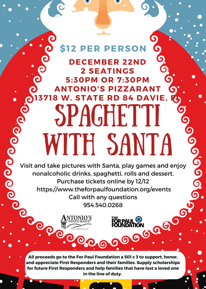 Spaghetti with Santa December 22nd @ 5:30