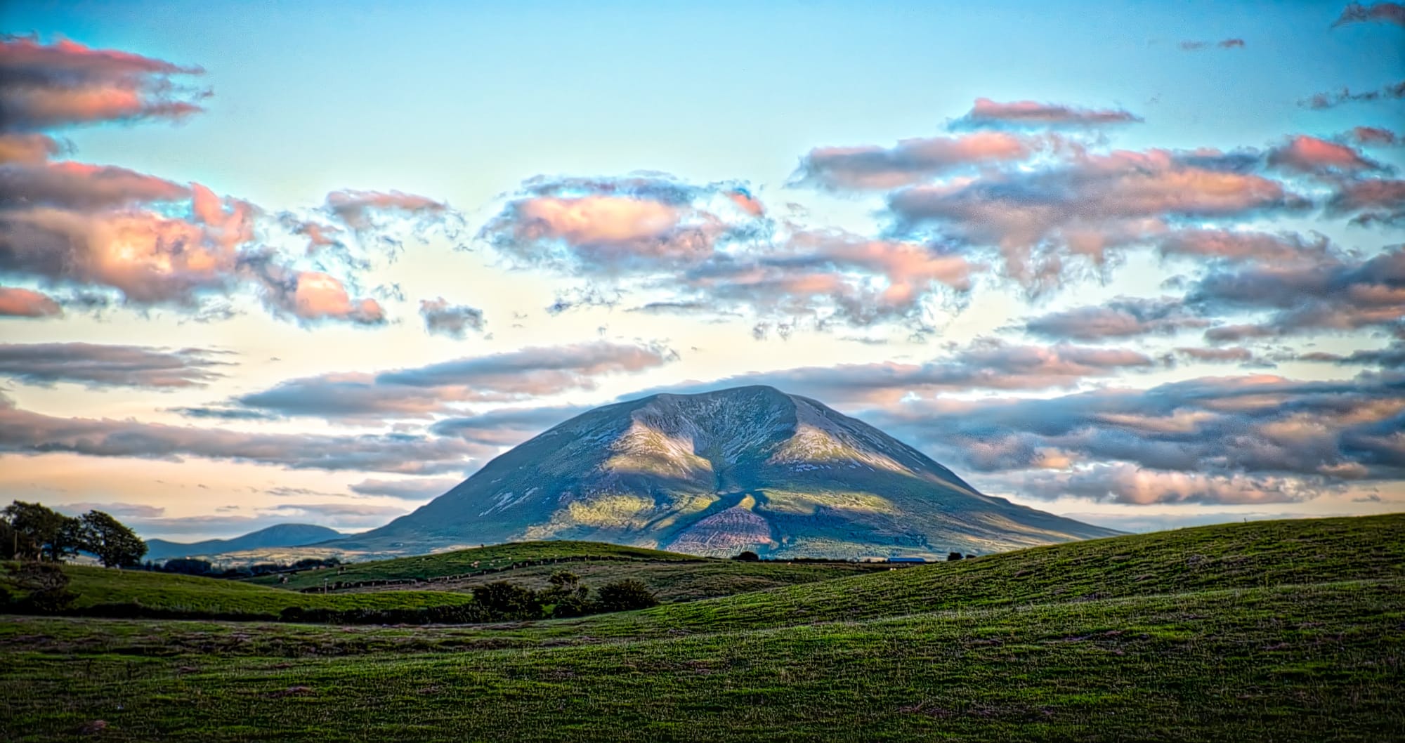Nephin in dappled evening sunlight