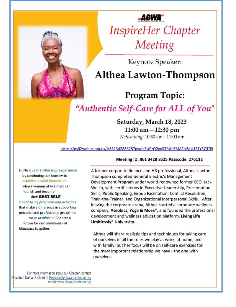 March Meeting -Self care for ALL of you!