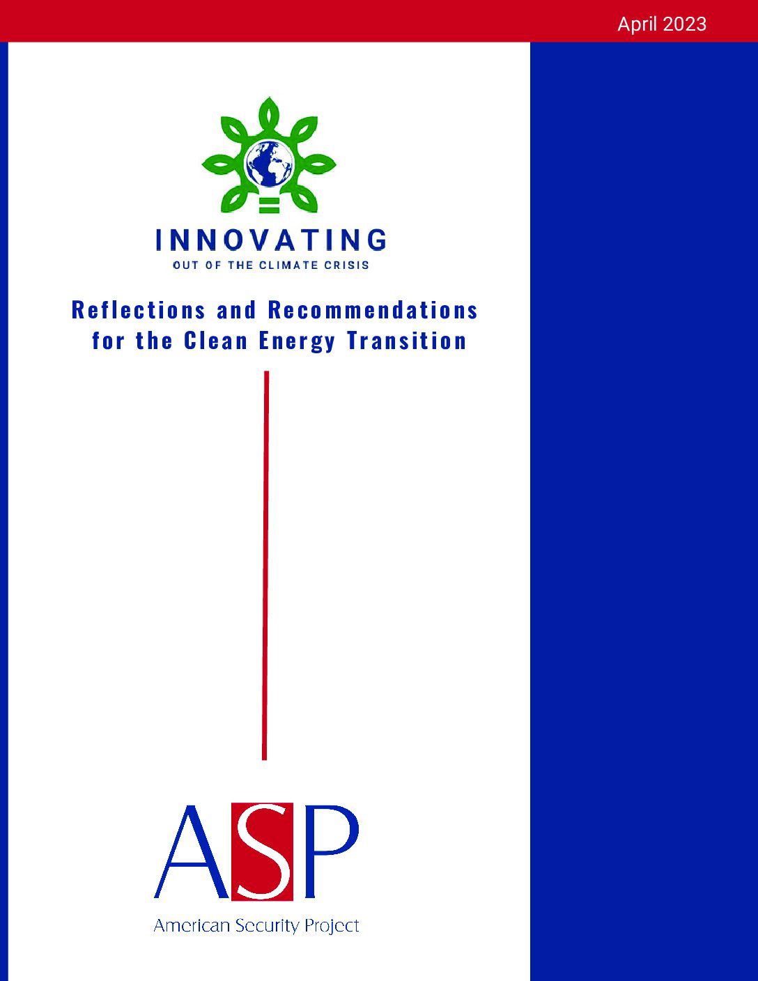 Innovating Out of the Climate Crisis: Reflections and Recommendations for the Clean Energy Transition