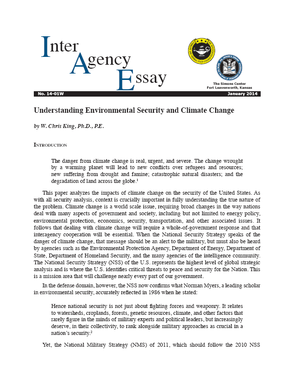 GMACCC Member Chris King authors Inter Agency Essay on Climate Change and Security