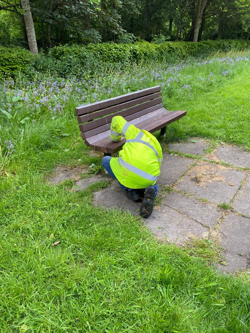 SPMS Handyman Service repairing park benches Springburn Park Men's Shed