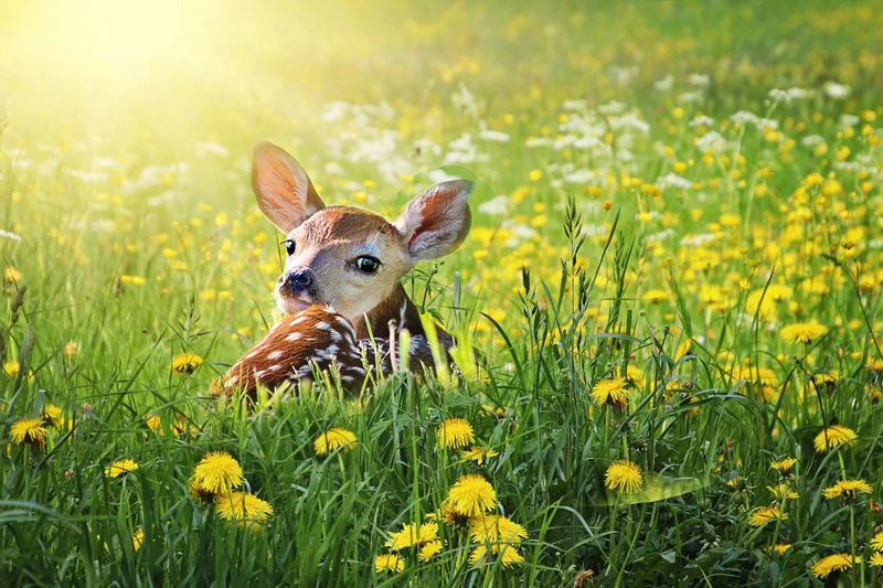 About a young deer and a puppy