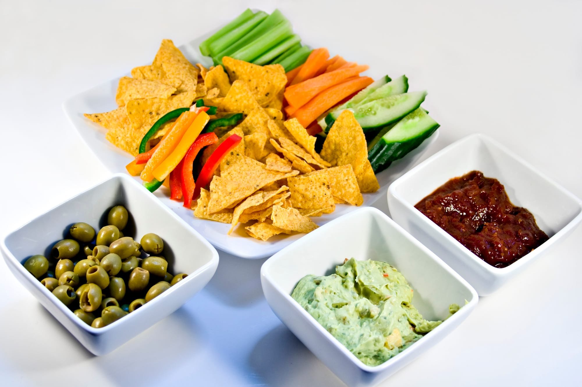 Chips dips and crudities