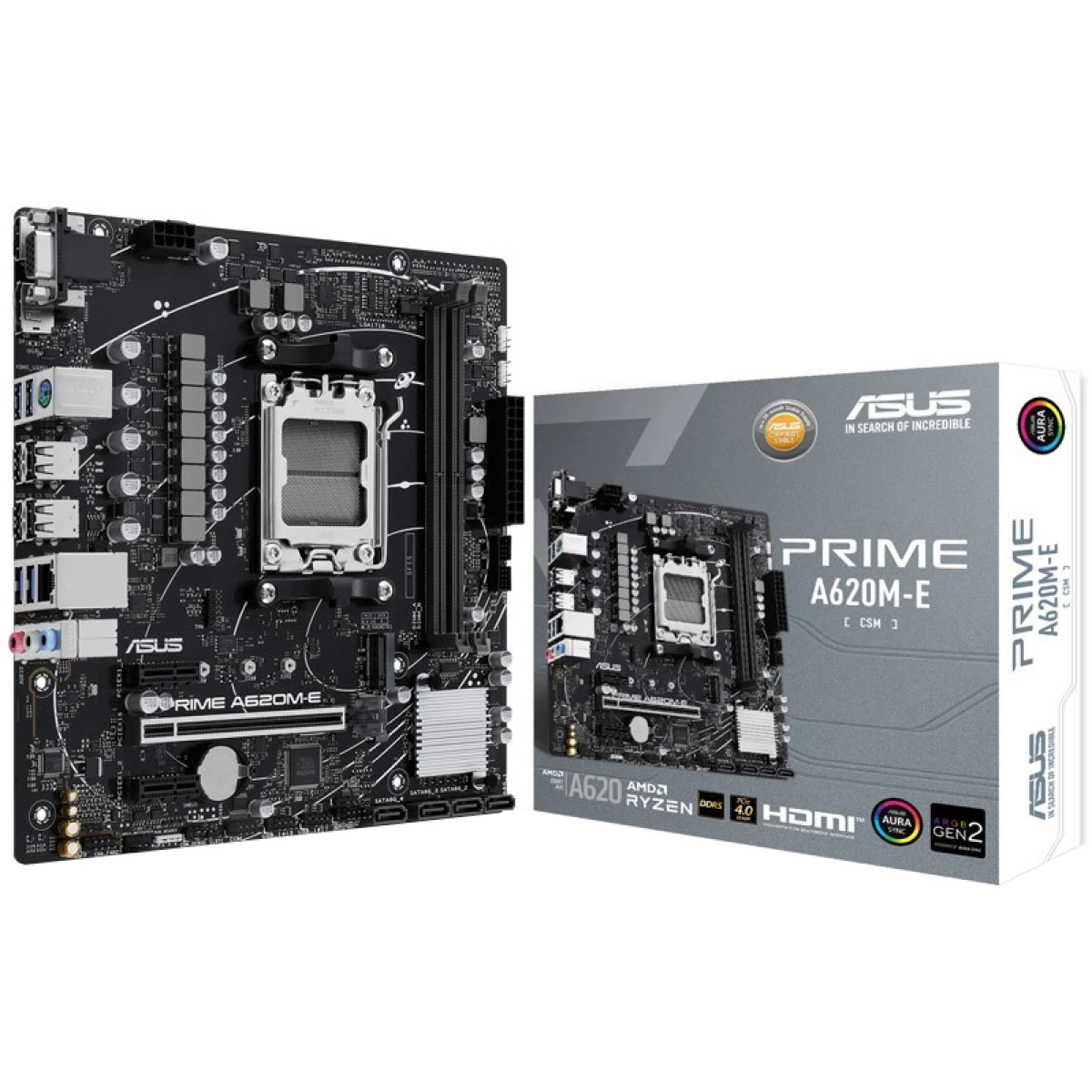 ASUS PRIME A620M-E DDR5 AMD AM5 Ryzen 7000 PCIe 4.0 M.2 Slots 1Gb LAN