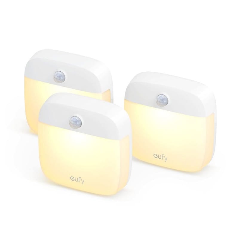 Eufy Lumi Stick-On Night Light, Warm White LED, Motion Sensor, 3-Pack