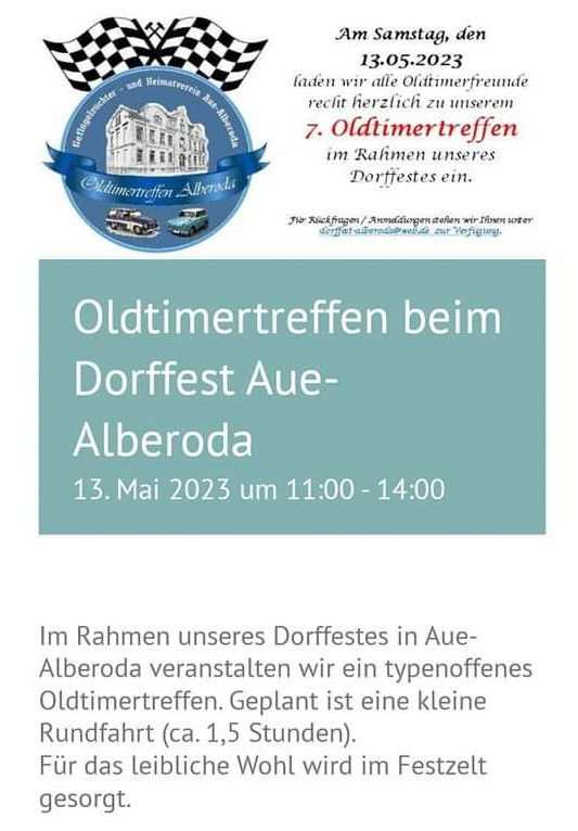 7. Oldtimertreffen beim Dorffest Aue-Alberoda