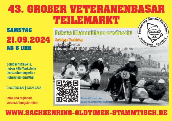 43. Großer Veteranenbasar / Oldtimer- Teilemarkt am Sachsenring