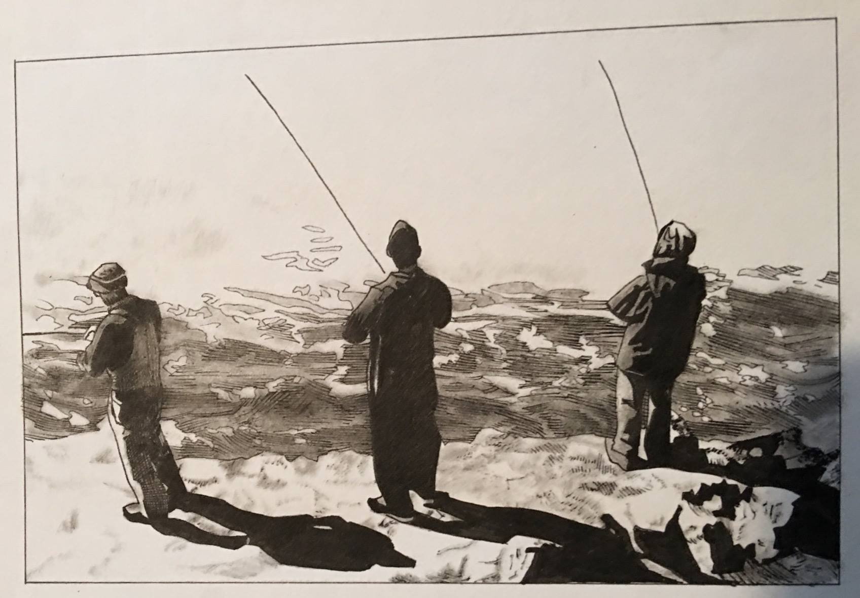 Three men fishing