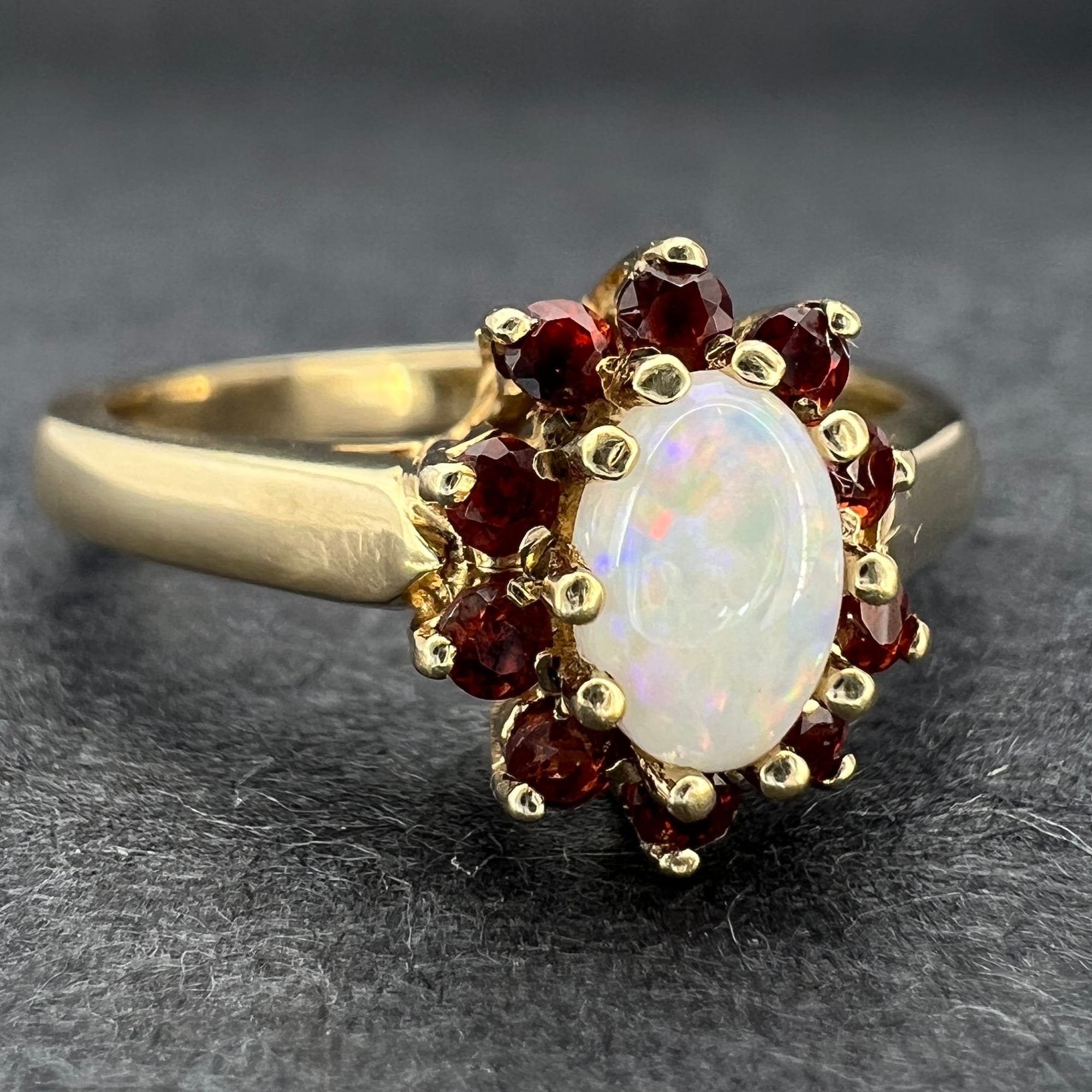 Opal & Garnet Cluster Ring