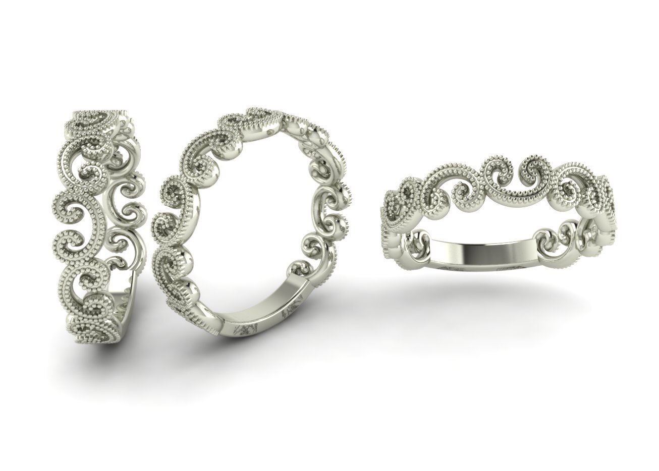 Vine Wedding Band - White Metal